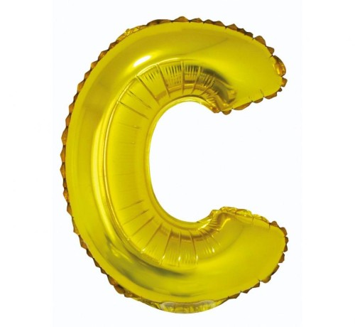 Balon foliowy złota litera C 35 cm napełniany powietrzem