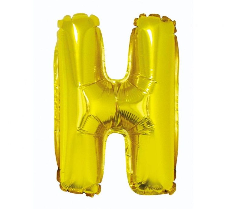 Balon foliowy złota litera H złoty balon literka 35 cm