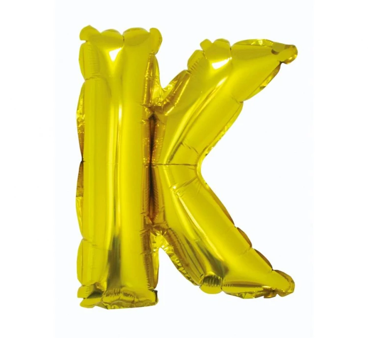 Balon foliowy złota litera K złoty balon literka 35 cm