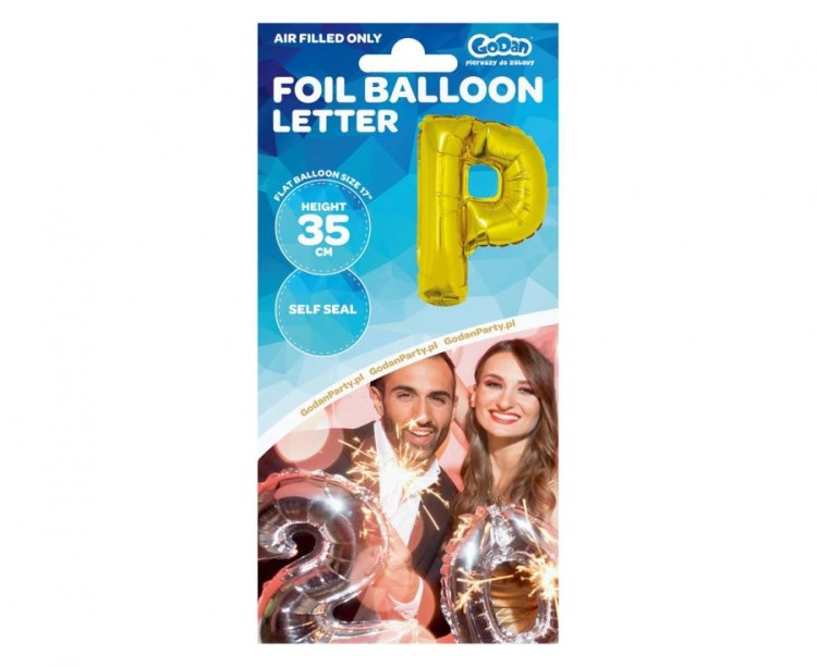 Balon foliowy złota litera P złoty balon literka 35 cm
