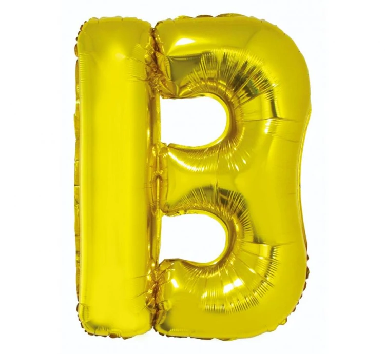 Balon foliowy złota litera B na hel złoty duży 89 cm