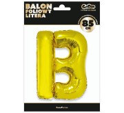 Balon foliowy złota litera B na hel złoty duży 89 cm