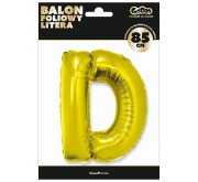 Balon foliowy złota litera D na hel duża literka 89 cm