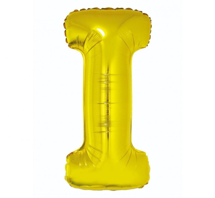 Balon foliowy złota litera I złoty balon literka na hel 89 cm
