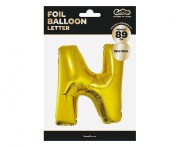 Balon foliowy złota litera N złoty balon literka na hel 89 cm