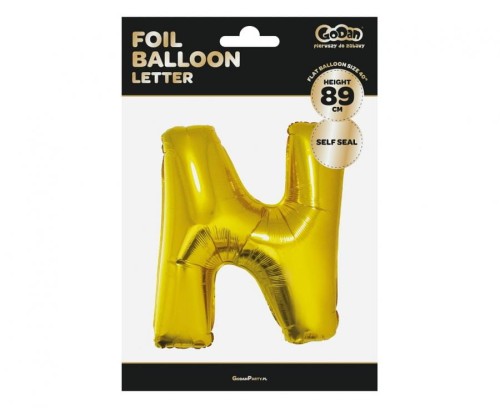 Balon foliowy złota litera N złoty balon literka na hel 89 cm