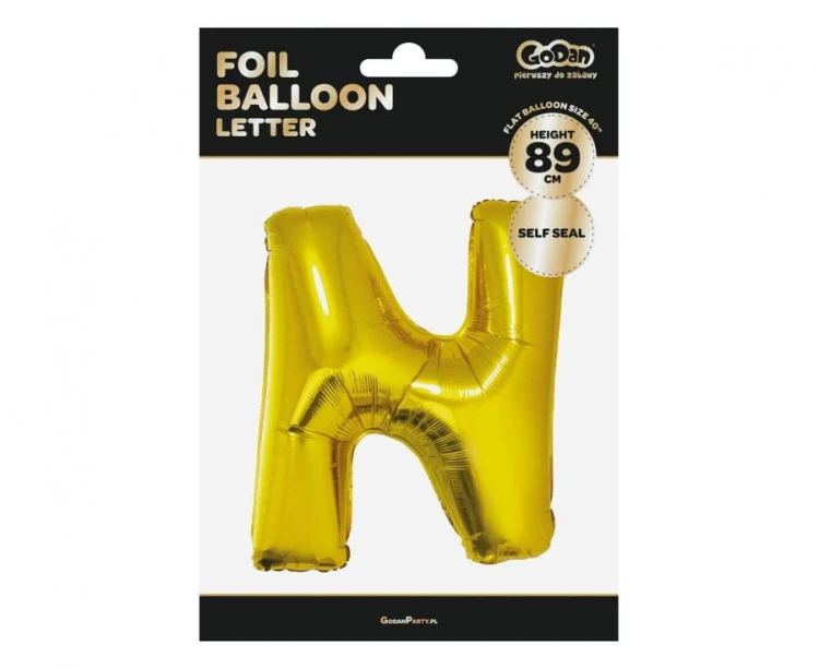 Balon foliowy złota litera N złoty balon literka na hel 89 cm