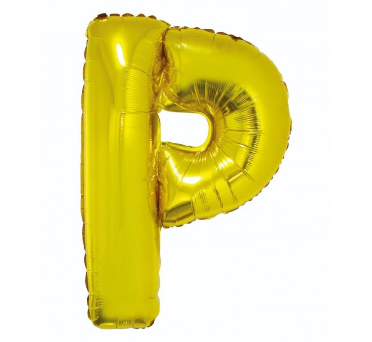 Balon foliowy złota litera P złotay balon literka na hel 89 cm