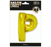 Balon foliowy złota litera P złotay balon literka na hel 89 cm