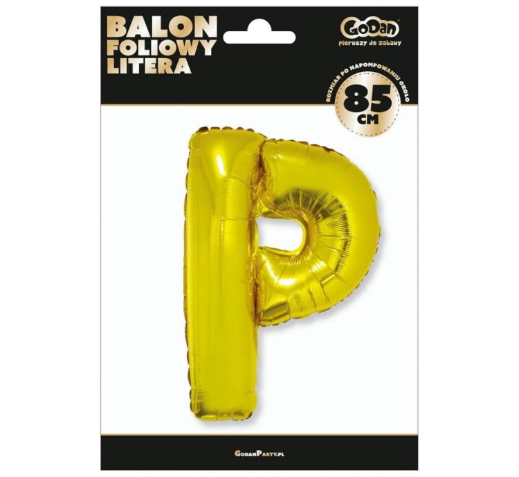 Balon foliowy złota litera P złotay balon literka na hel 89 cm