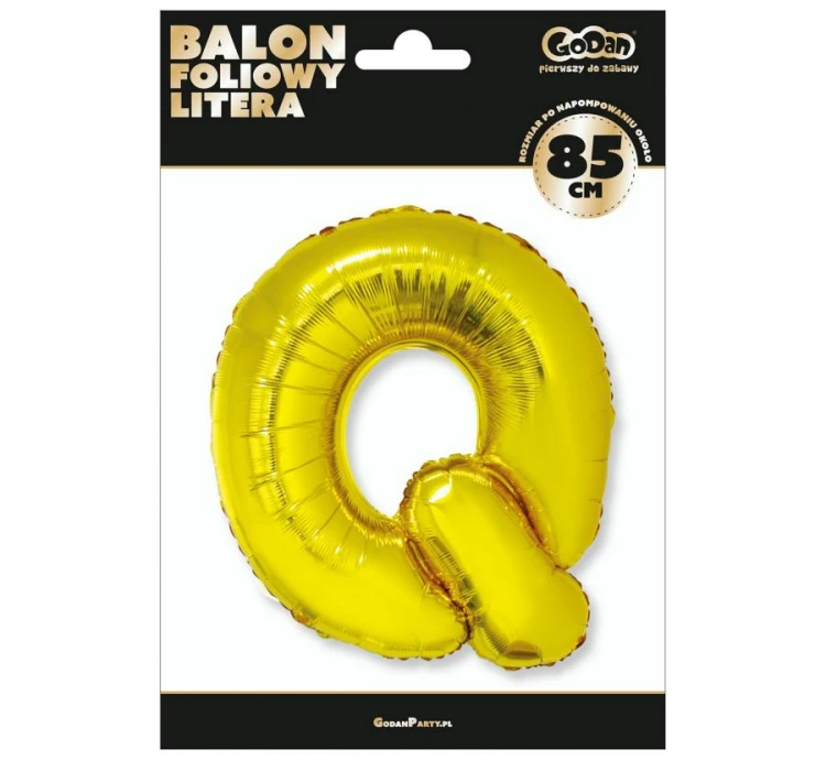 Balon foliowy złota litera Q złoty balon literka na hel 89 cm