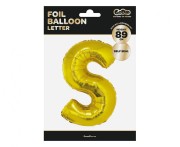 Balon foliowy złota litera S złoty balon literka na hel 89 cm