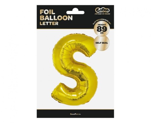 Balon foliowy złota litera S złoty balon literka na hel 89 cm
