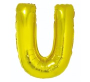 Balon foliowy złota litera U złoty balon literka na hel 89 cm