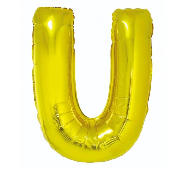 Balon foliowy złota litera U złoty balon literka na hel 89 cm