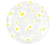 Balon kula stokrotki kwiatki duża piłka 20" Aqua kryształowy