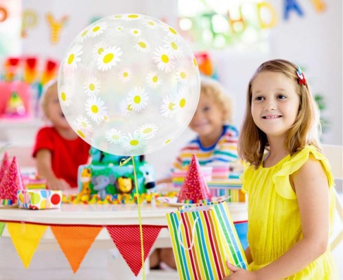 Balon kula stokrotki kwiatki duża piłka 20" Aqua kryształowy