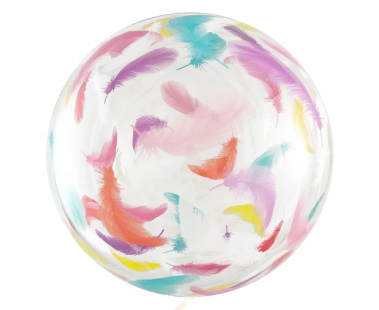Balon kula w kolorowe piórka duża piłka do helu 20"