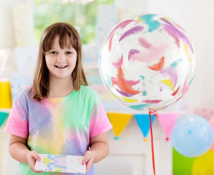Balon kula w kolorowe piórka duża piłka do helu 20"