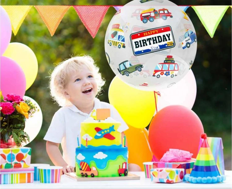 Balon kula urodzinowy na urodziny z pojazdami Happy Birthday pojazdy 20"