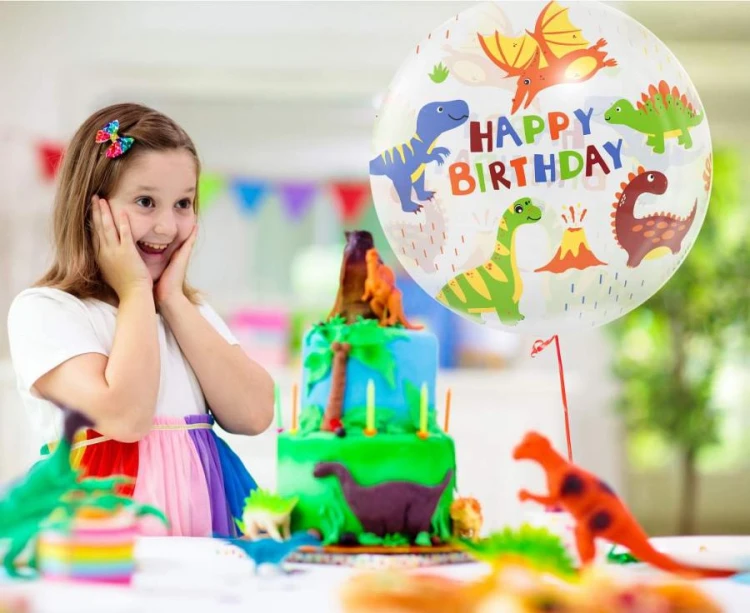 Balon urodzinowy kula na urodziny dinozaury na hel kryształowy 20"