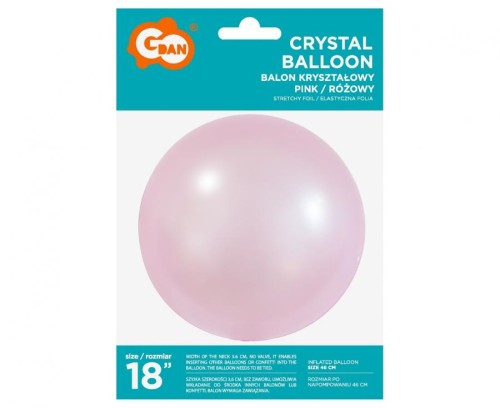 Balon kula różowy duża piłka do helu Aqua kryształowy 18"