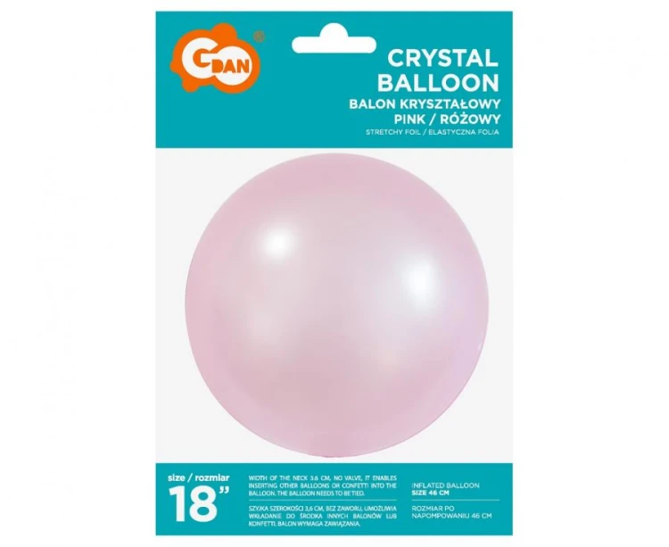 Balon kula różowy duża piłka do helu Aqua kryształowy 18"