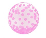 Balon kula w różowe grochy groszki kropki 18" kryształowy