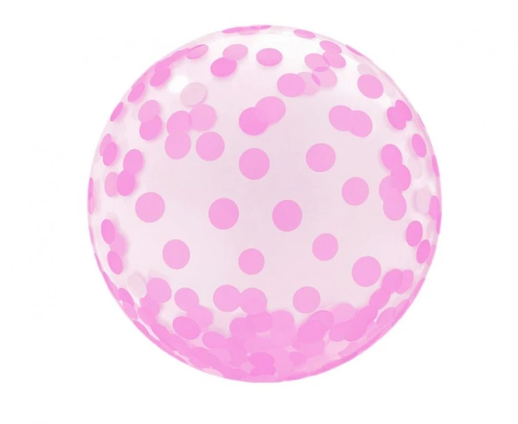 Balon kula w różowe grochy groszki kropki 18" kryształowy