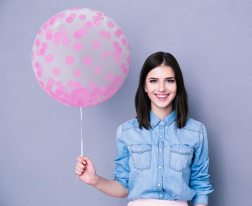 Balon kula w różowe grochy groszki kropki 18" kryształowy