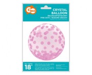 Balon kula w różowe grochy groszki kropki 18" kryształowy
