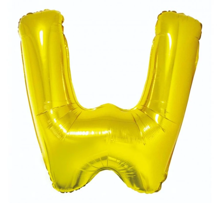 Balon foliowy złota litera W złoty balon literka na hel 89 cm