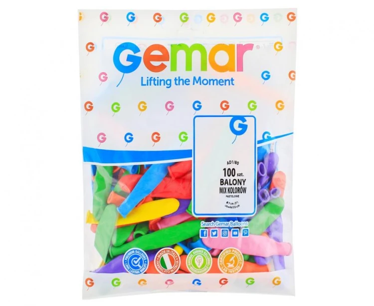 Balony do modelowania  rurka mniejsza 100 szt pastelowe lateksowe