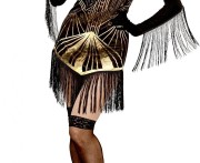 STRÓJ RETRO FLAPPERKA kostium lata 20 czarna sukienka rozmiar S