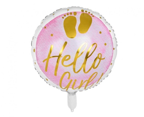 Balon Baby Shower dziewczynka Hello Girl! 45 cm foliowy