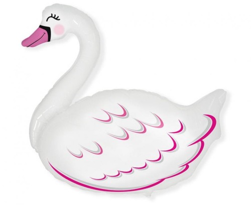 Balon foliowy biały Łabędź łabędzia SWAN urodziny 24"