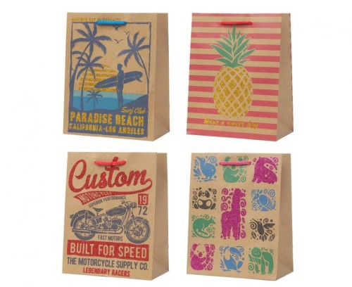 Torebka prezentowa kraft XL 33 x 45,70 x 10,2 cm zestaw mix wzorów 12 szt