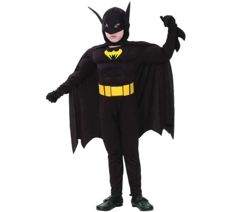 Strój Batman Przebranie Nietoperz z mięśniami kostium kombinezon z muskułami rrozm 120/130 cm