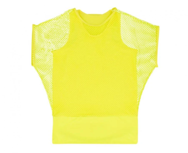 Top siateczkowy neonowy żółt rozm M/ L Przebranie Koszulka Retro Disco