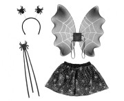 Przebranie Pająka dla dzieci Skrzydlata Pajęczyca Strój Pająk Kostium spódnica opaska różdżka skrzydła