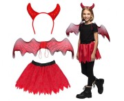 Przebranie Diabełek dla dzieci Skrzydlata Diablica Strój Diabeł dziecięcy Kostium z rogami Halloween