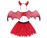 Przebranie Diabełek dla dzieci Skrzydlata Diablica Strój Diabeł dziecięcy Kostium z rogami Halloween