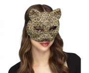 Maska wenecka Kot lampart plastik karnawał