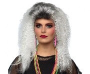 Długa PERUKA srebrne białe KRĘCONE włosy LATA 70 80 90 KARNAWAŁ gwiazda pop