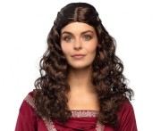 Peruka Damsel długie kręcone włosy LOKI brązowe warkoczyki KSIĘŻNICZKA LARP Halloween
