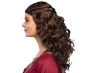 Peruka Damsel długie kręcone włosy LOKI brązowe warkoczyki KSIĘŻNICZKA LARP Halloween