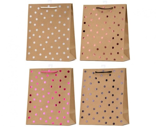 Torebka prezentowa kraft w kropki groszki zestaw mix wzorów 12 szt