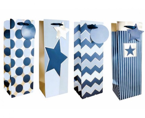 Torebka prezentowa na alkohol 35x12x10 cm zestaw mix wzorów 12 szt