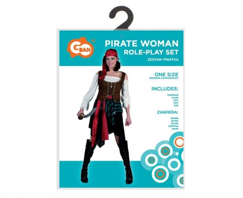 STRÓJ dla dorosłych PIRATKA kobieta pirat KORSARZ na karnawał UNIWERSALNY