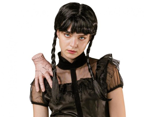 STRÓJ sukienka balowa z paskiem WEDNESDAY Gotycka Uczennica HALLOWEEN rozm M